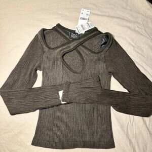 BDG Urban Outfitters Ribbed Cutout Long Sleeve Top XS NWT
